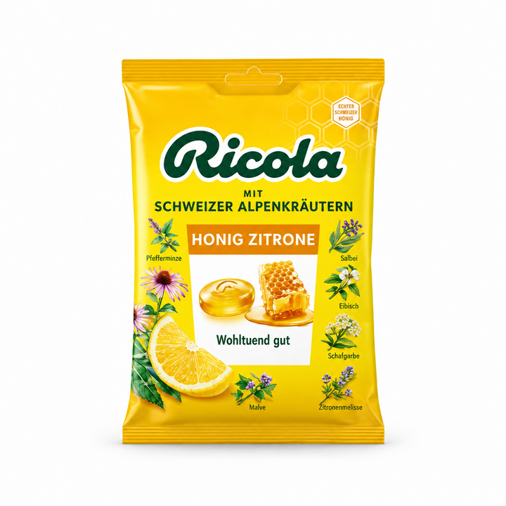 Ricola Honey Lemon Echinacea 75 g bag, front view