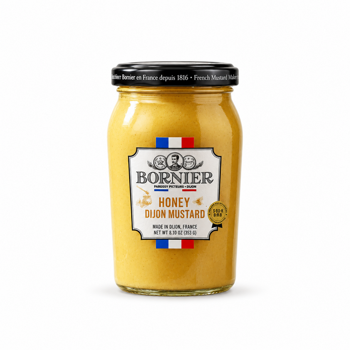 Bornier Honey Dijon Mustard jar on white