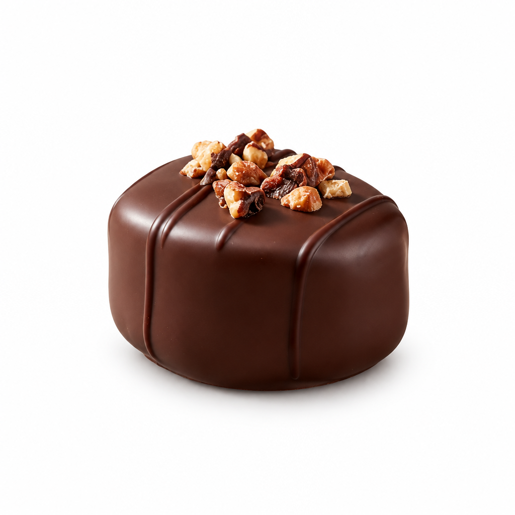 Ickx Cernotti walnut and pecan praline topped with nut pieces, 16.5 g