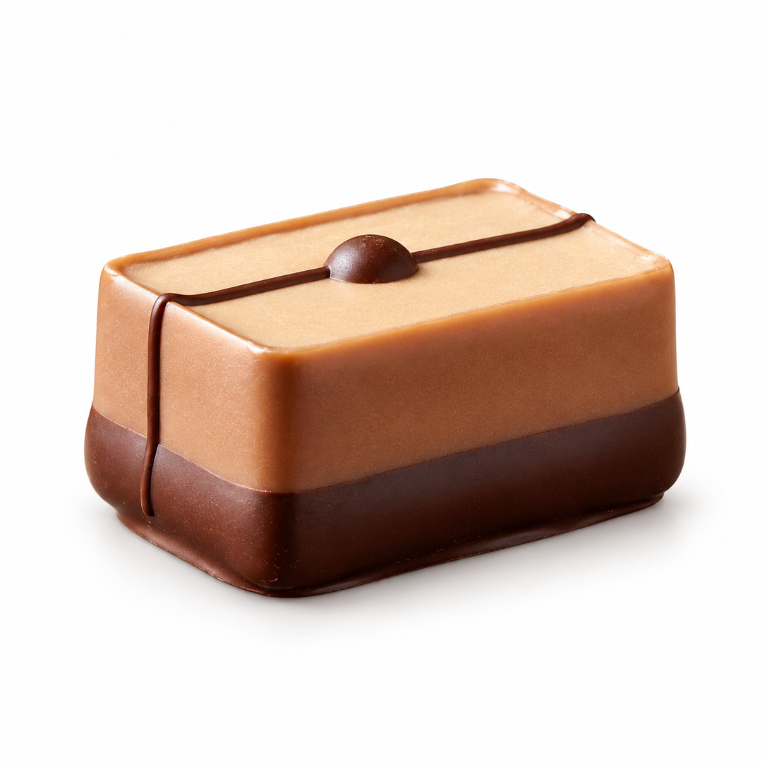 Ickx Picasso Apricot Amaretto rectangular two-tone praline, 14.5 g