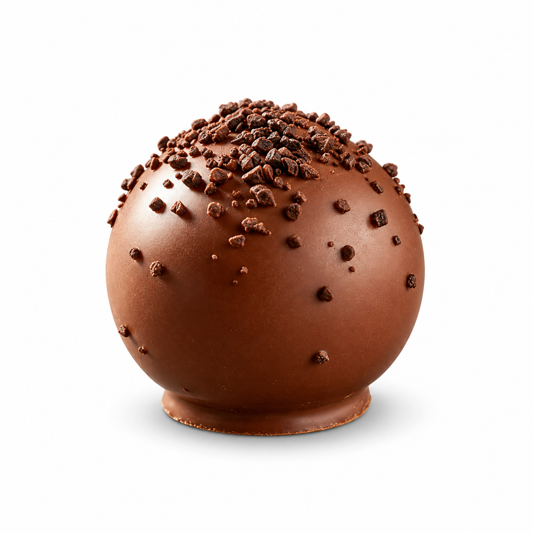 Ickx Stina Coffee Caramel round praline topped with crunchy pieces, 15.3 g