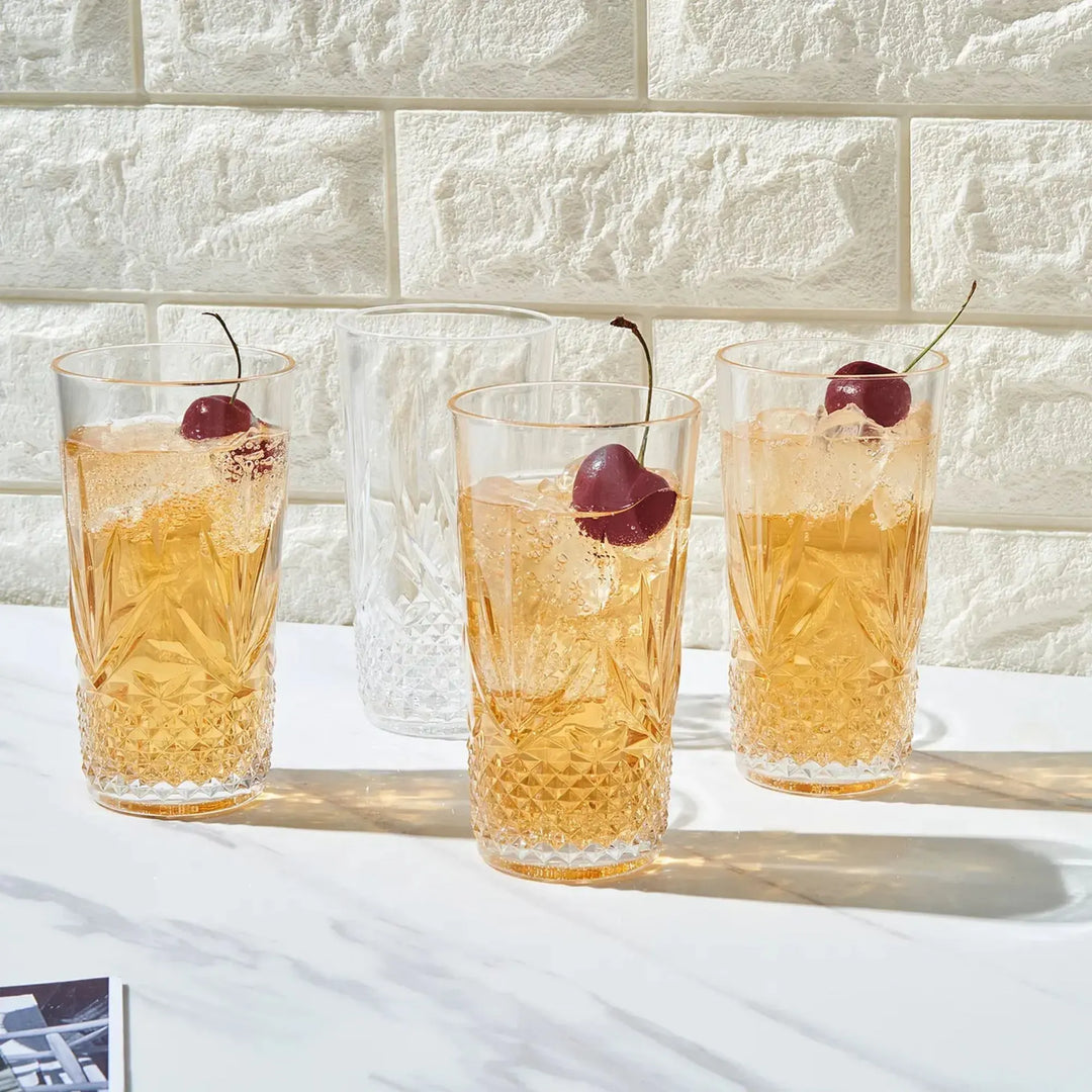 European Acrylic Unbreakable, Highball Glasses, Set of 4