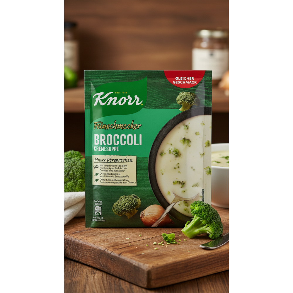 Knorr broccoli cream soup 50 g pouch in a serving scene
