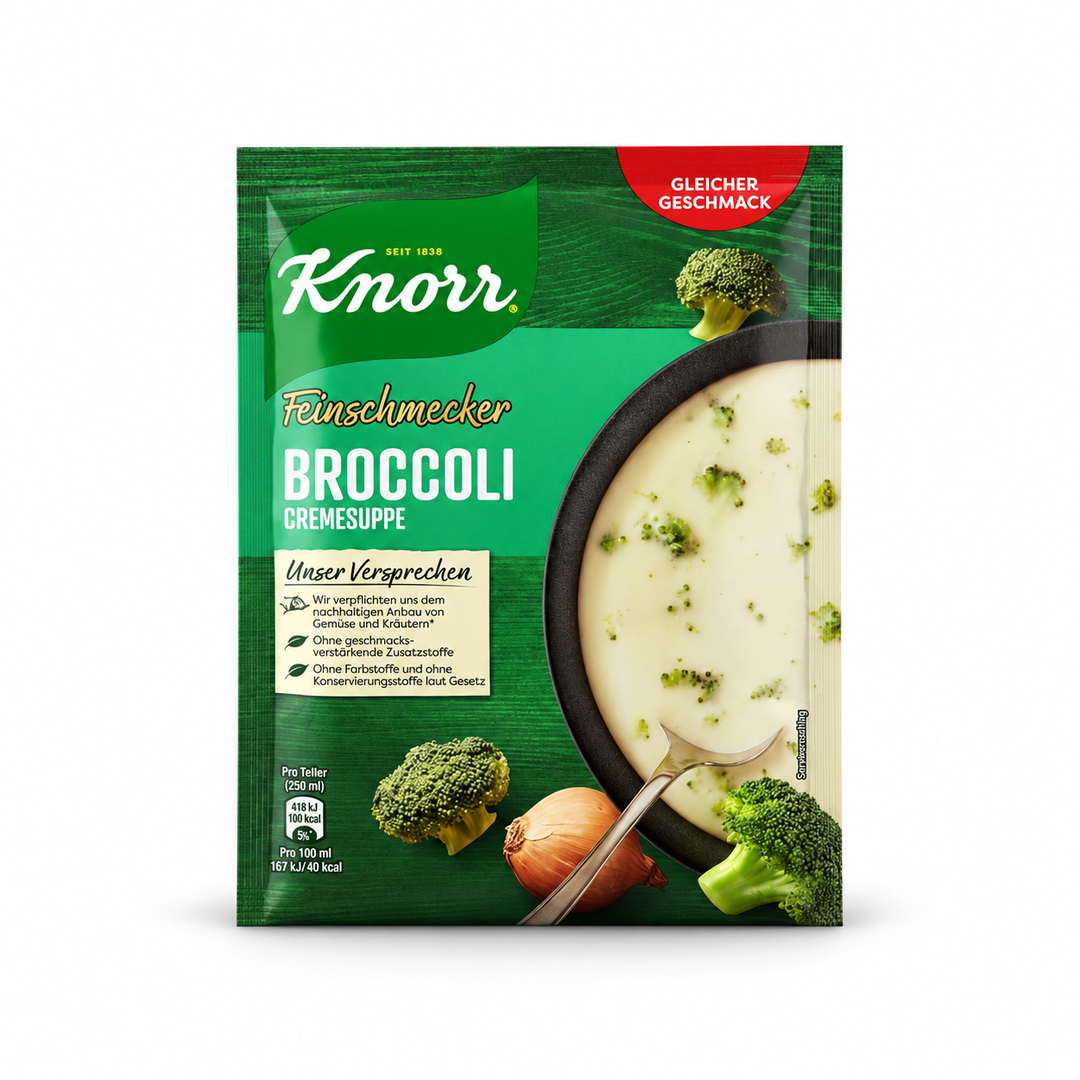 Knorr broccoli cream soup 50 g pouch on white