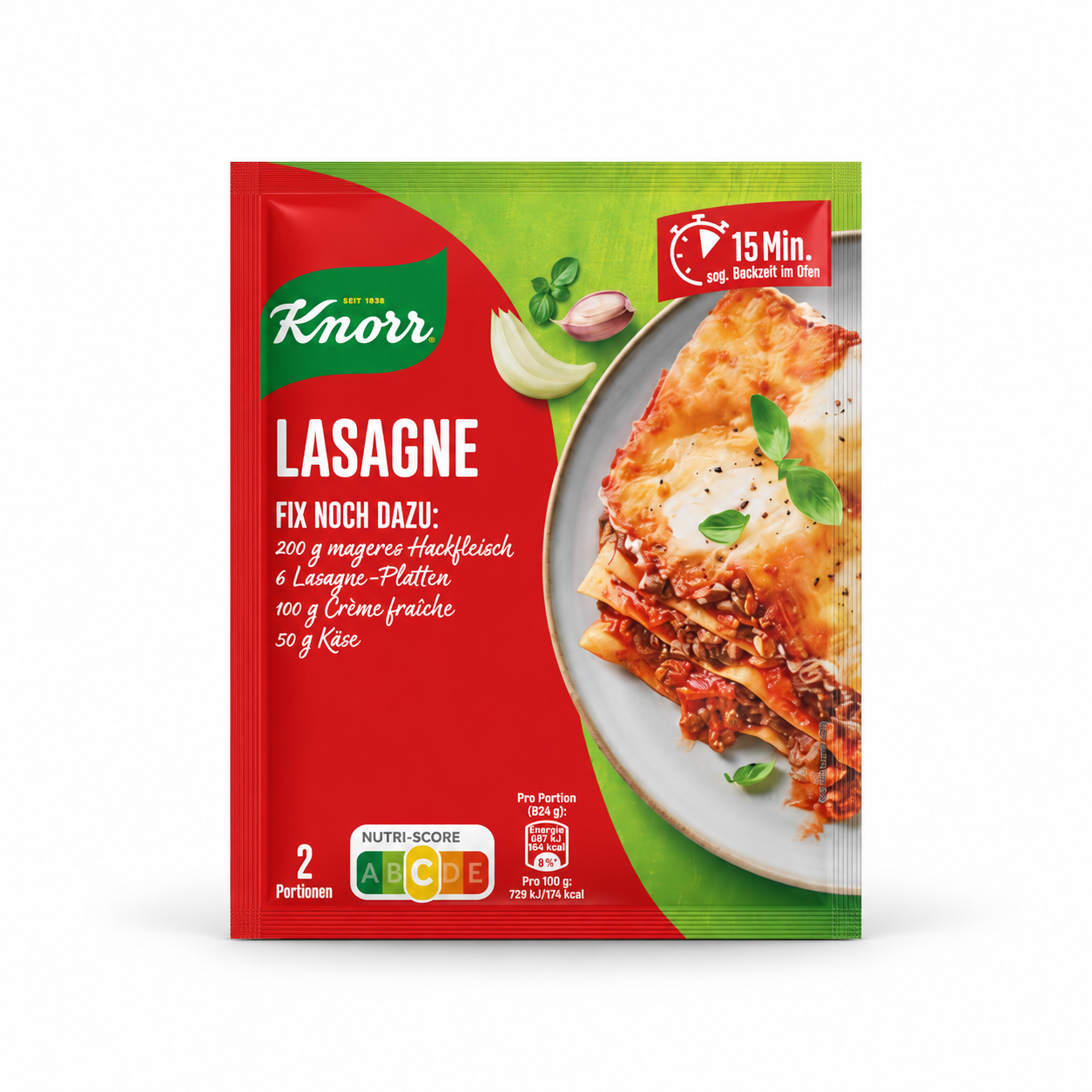 Knorr Fix Lasagne seasoning mix, 52 g pouch, front view