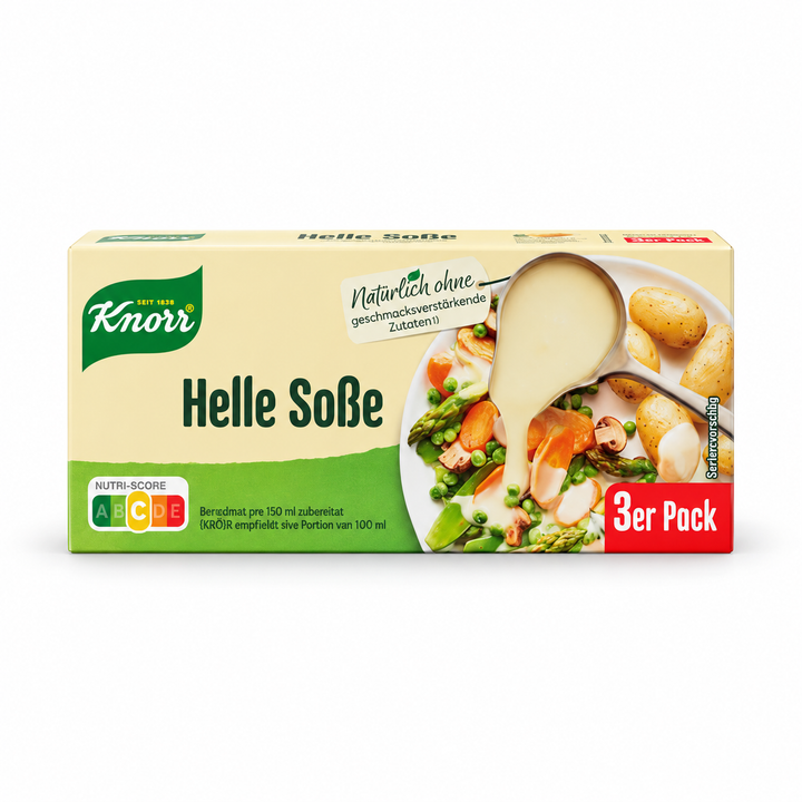 Knorr Helle Soße light sauce three-pack, front view