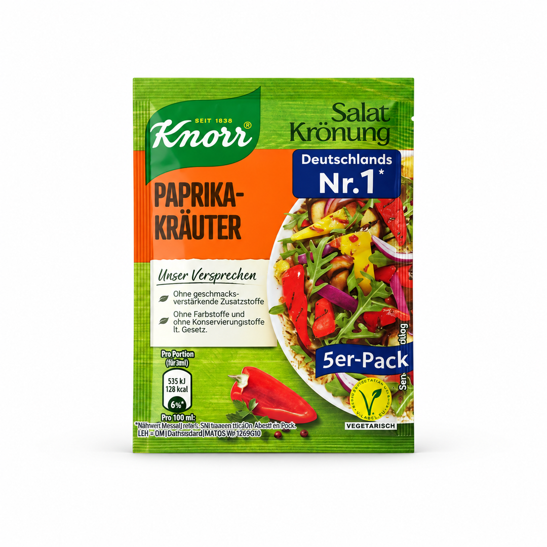 Knorr Salat Krönung Paprika Kräuter dressing mix, 5-pack box, front view