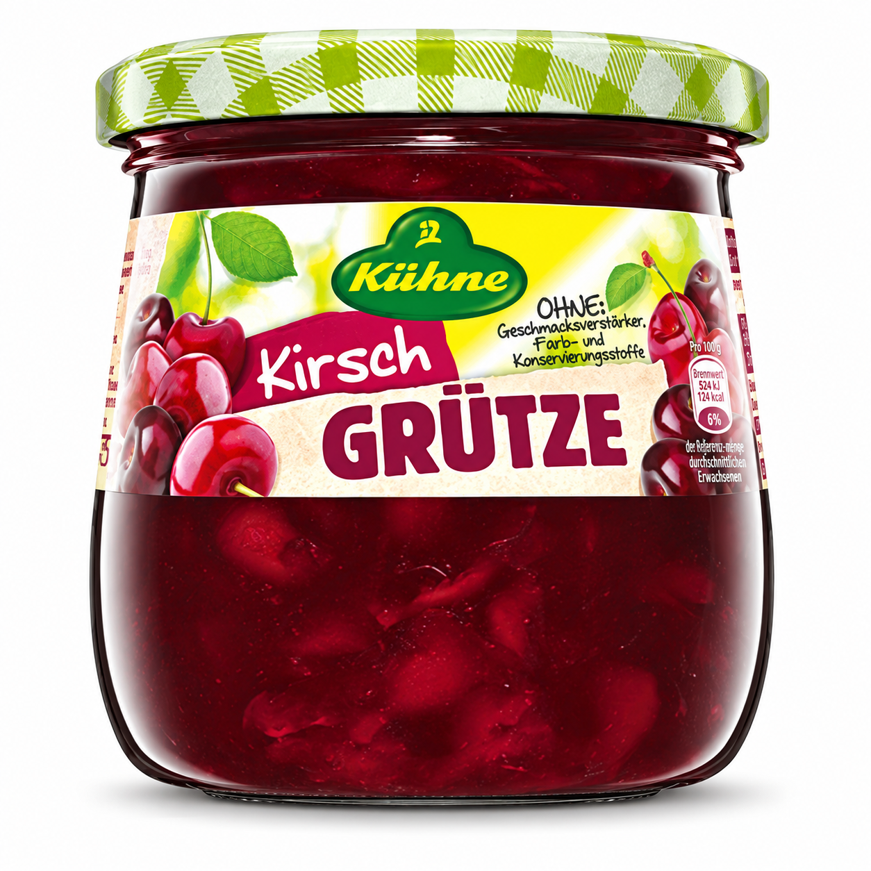Kühne Kirsch Grütze cherry compote jar, front view