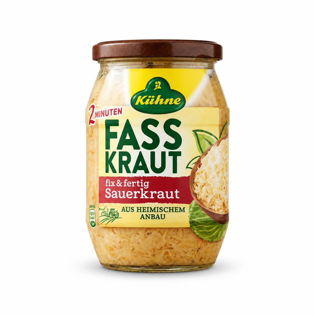Kühne Original 2 Minuten FassKraut sauerkraut jar on white background
