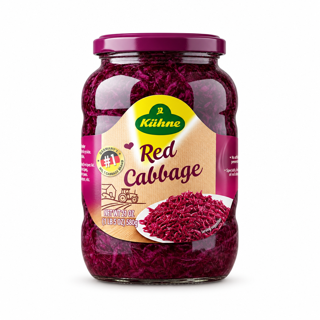 Kühne Red Cabbage jar on a white background