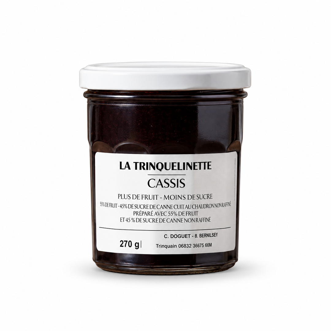 La Trinquelinette Blackcurrant Jam, 270 g jar front