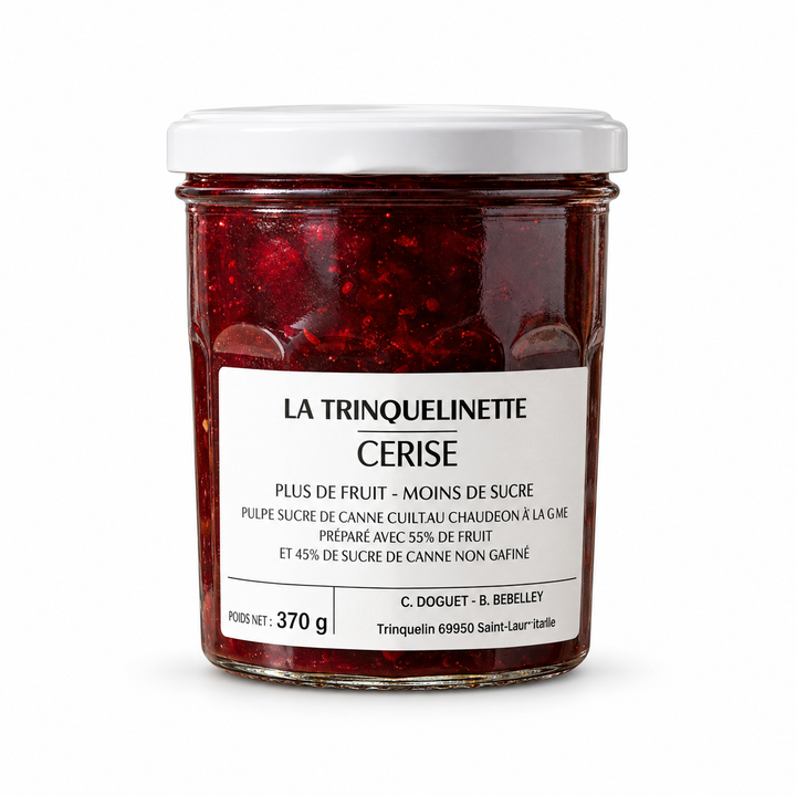 La Trinquelinette Cherry Jam, 370 g jar front