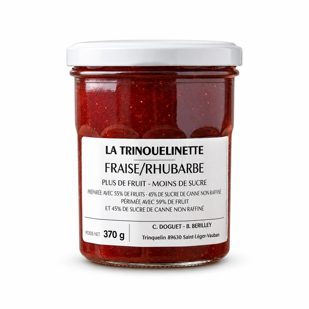 La Trinquelinette Strawberry Rhubarb Jam, 370 g jar front