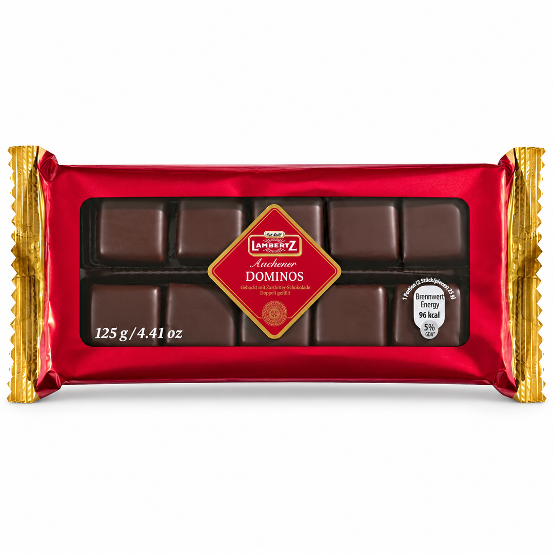 Lambertz Dominos 125 g red package, front view