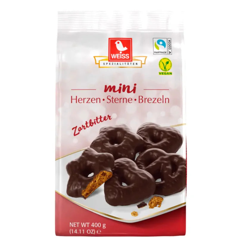 Weiss Gingerbread Dark Chocolate Mini (Hearts, Stars, Pretzels) 14.11 oz