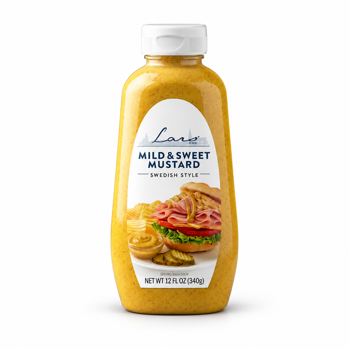 Lars Own mild and sweet Swedish-style mustard 340 g squeeze bottle