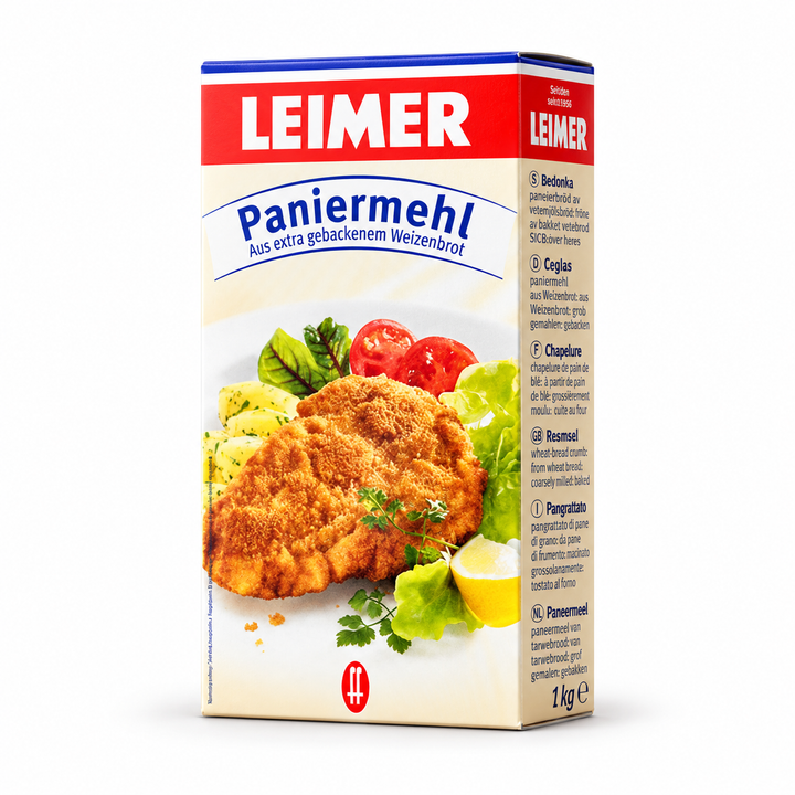 Leimer Paniermehl breadcrumbs, 1 kg box, front view
