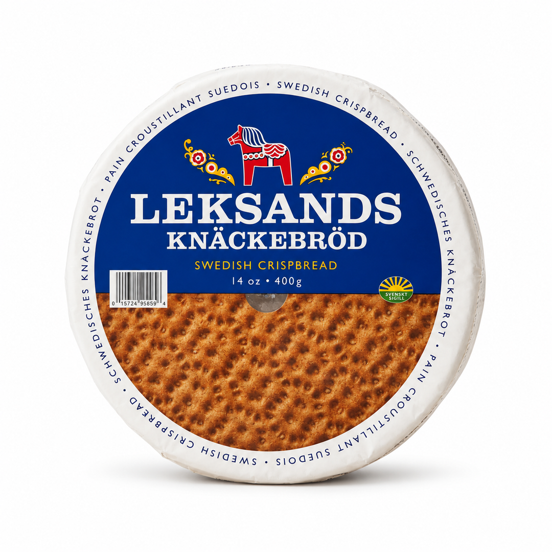 Leksands Original Round Crisp Bread product packaging centered on a white background