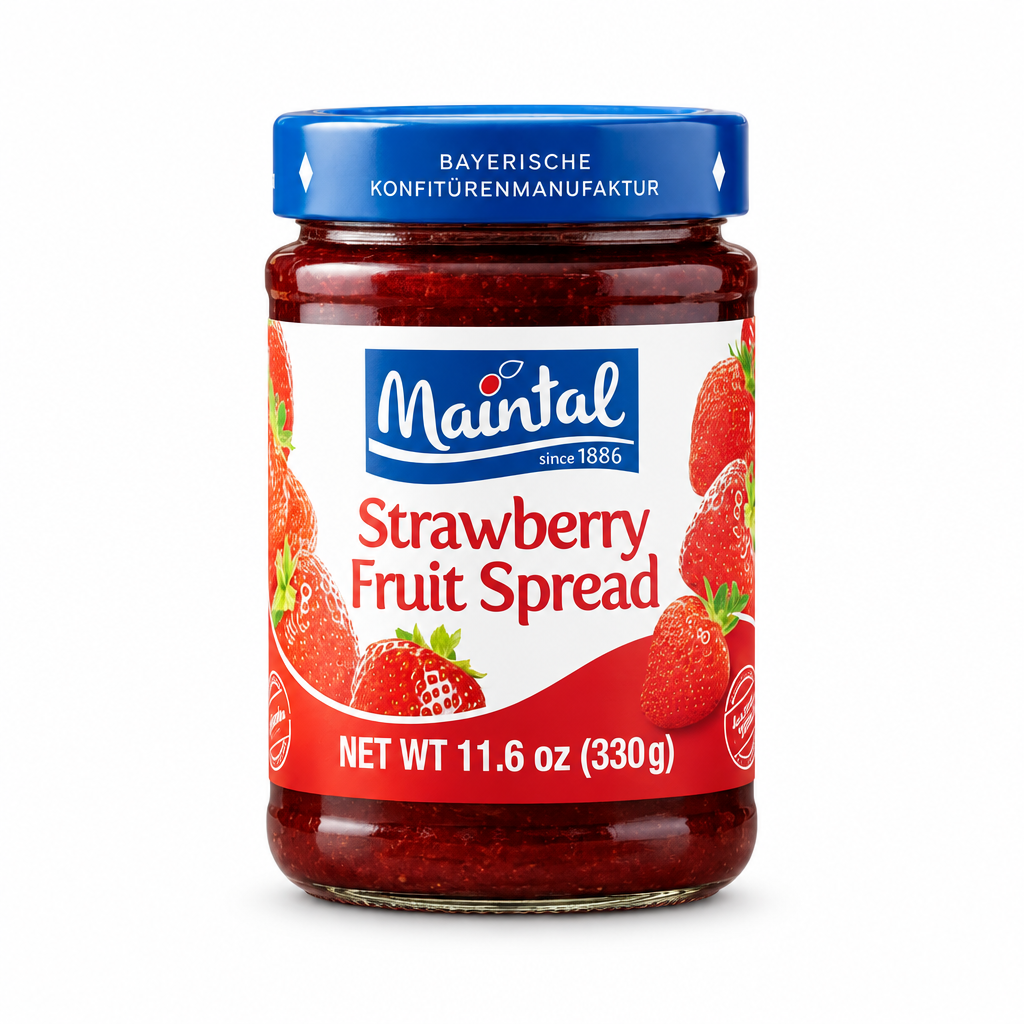 Maintal Strawberry Fruit Spread jar on a white background