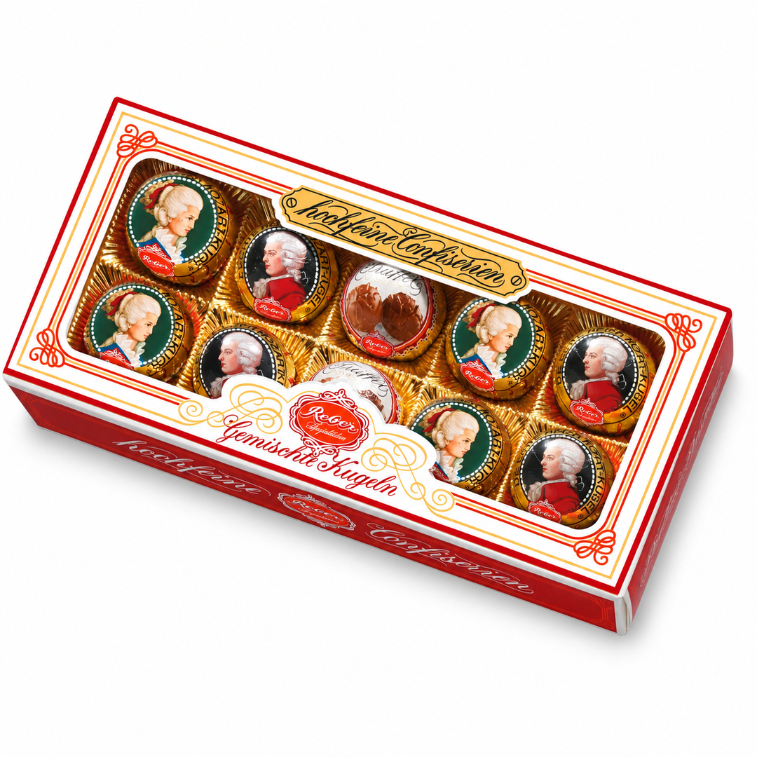 Reber Assorted Kugel product packaging centered on a white background