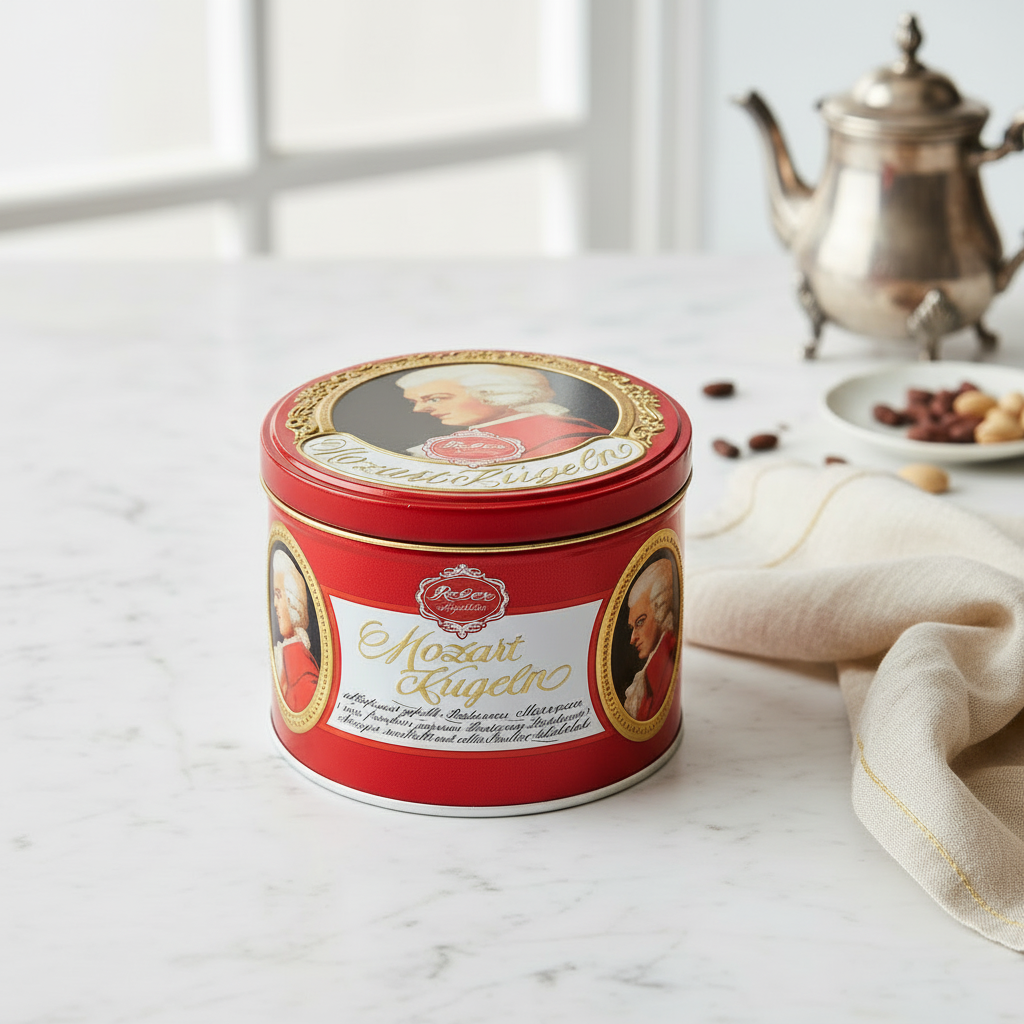 Reber Mozart Kugel in Round Tin