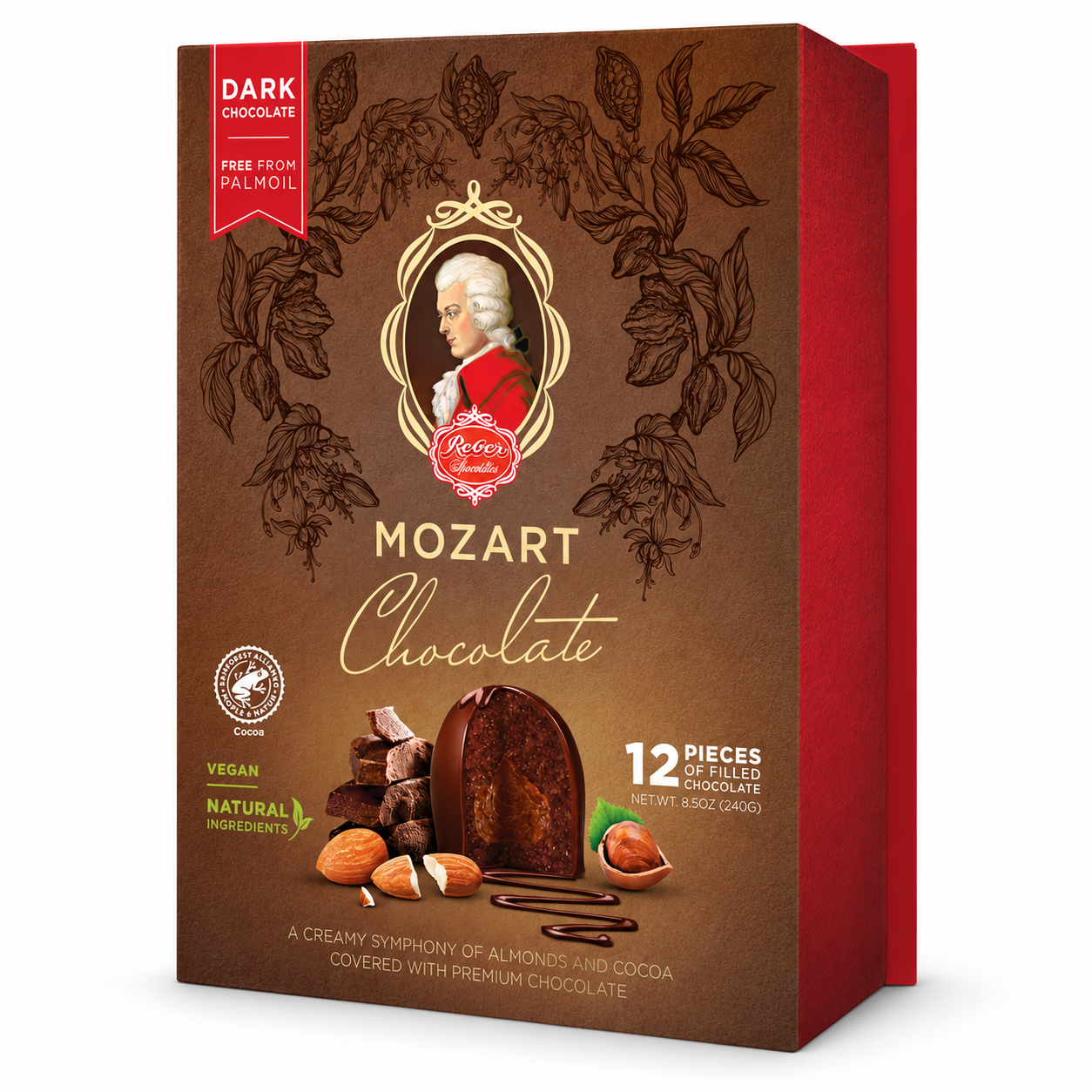 Reber Mozart dark chocolate Kugeln 12-piece 240 g portrait box