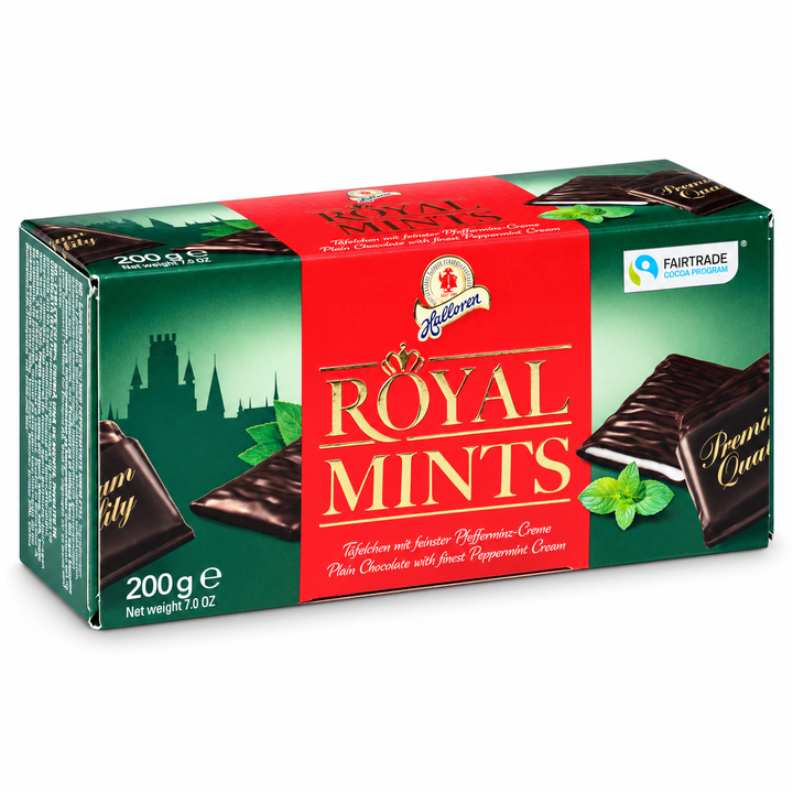 Halloren Royal Thins Mints, 200 g box front