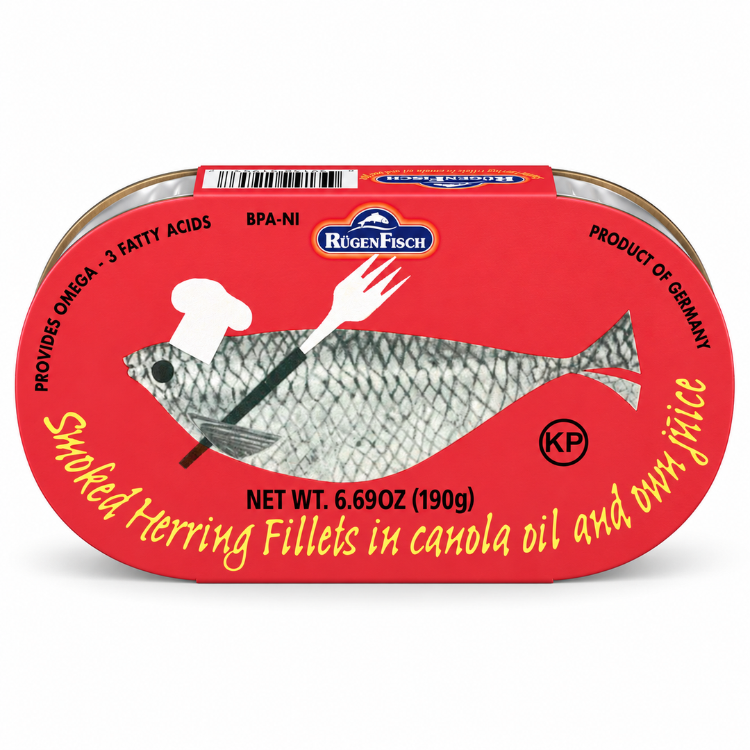 RügenFisch smoked herring fillets in canola oil 190 g tin