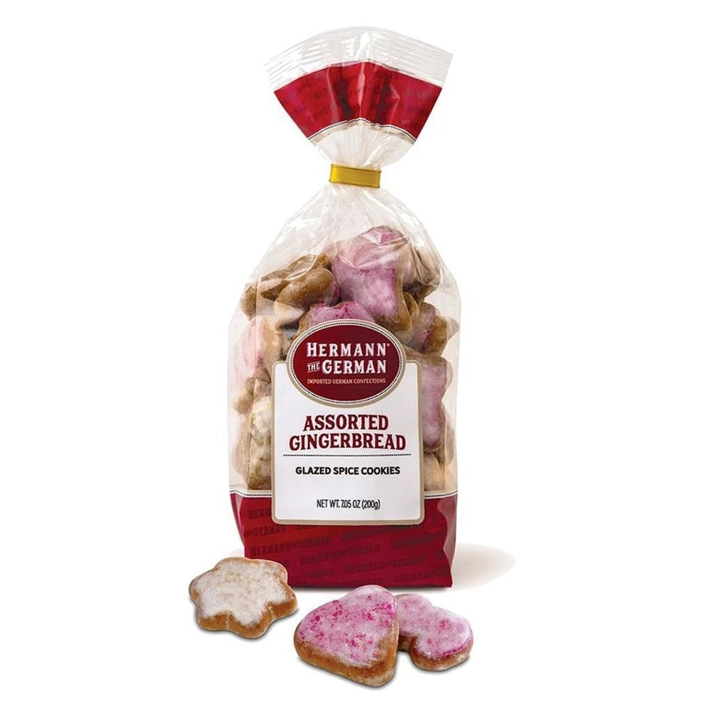 Hermann the German Assorted Gingerbread bag with loose pink and white glazed cookies