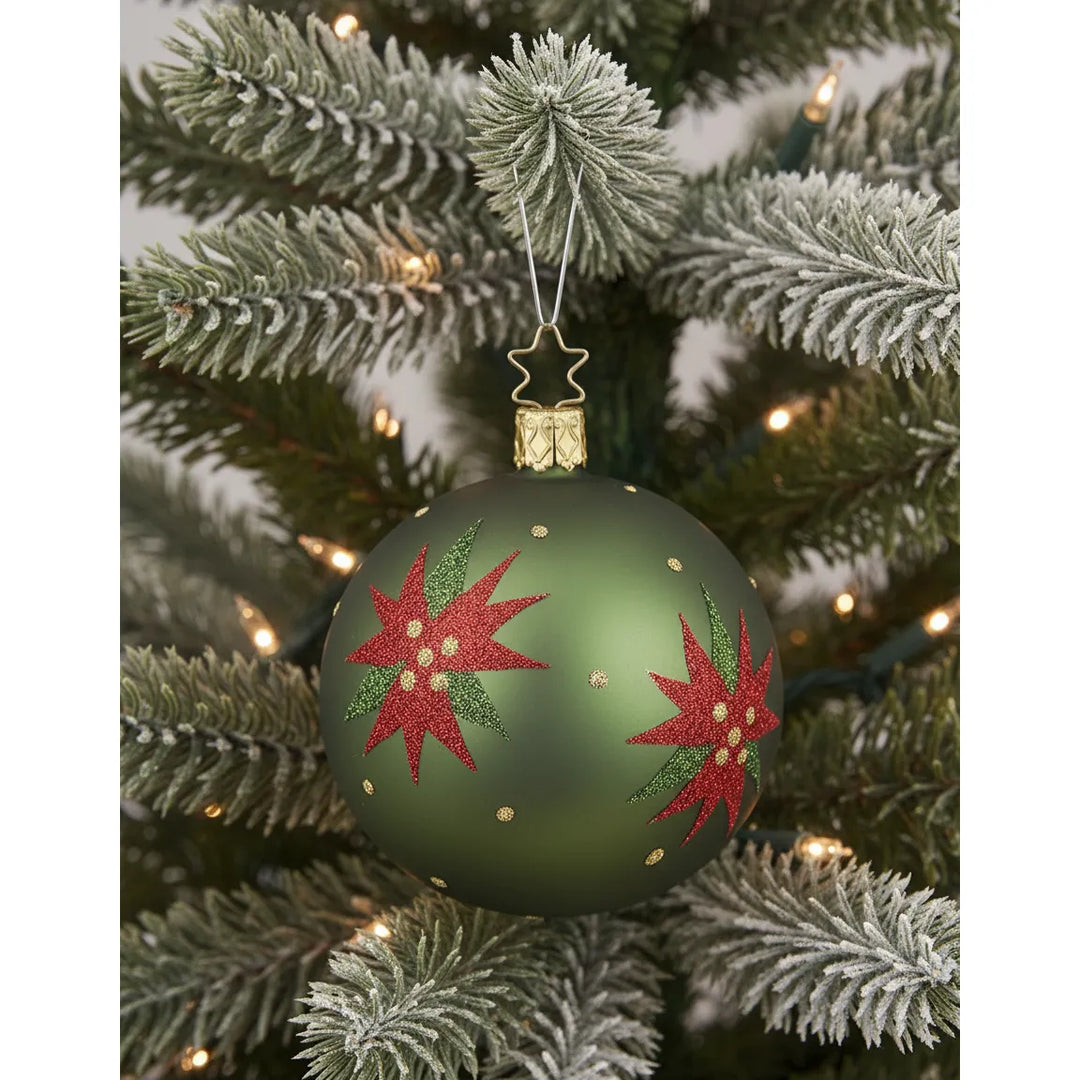 Inge Glass "Winter Roses" Brocade Matte Ornament, Red or Green