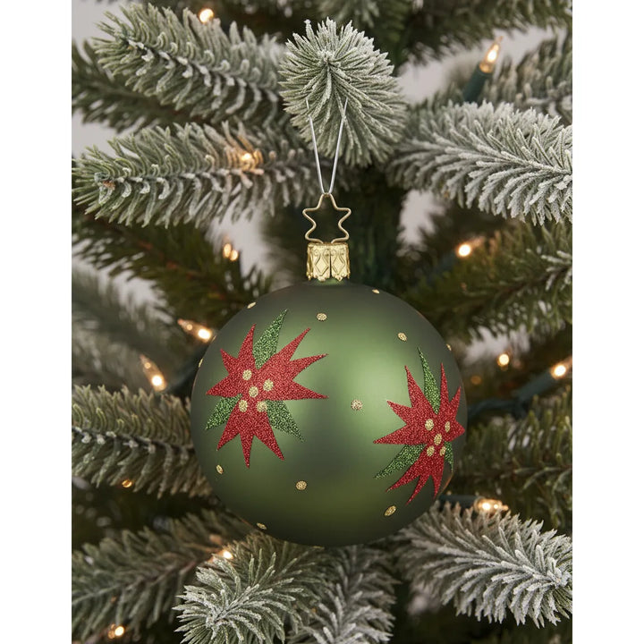 Inge Glass "Winter Roses" Brocade Matte Ornament, Red or Green