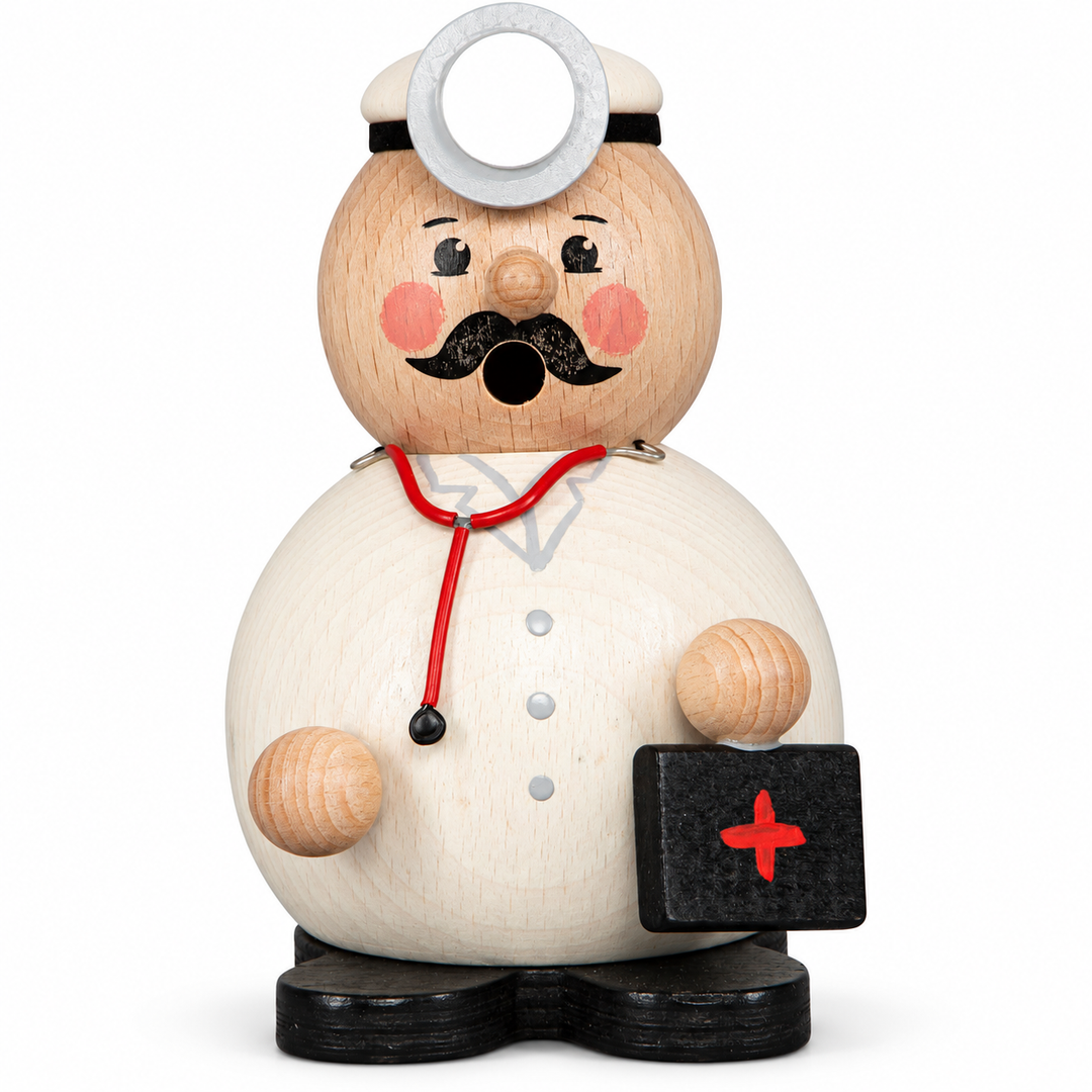 Saico Incense Smoker Doctor wooden figure, front view