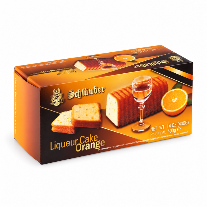 Schlünder Orange liqueur cake 400 g box, front view