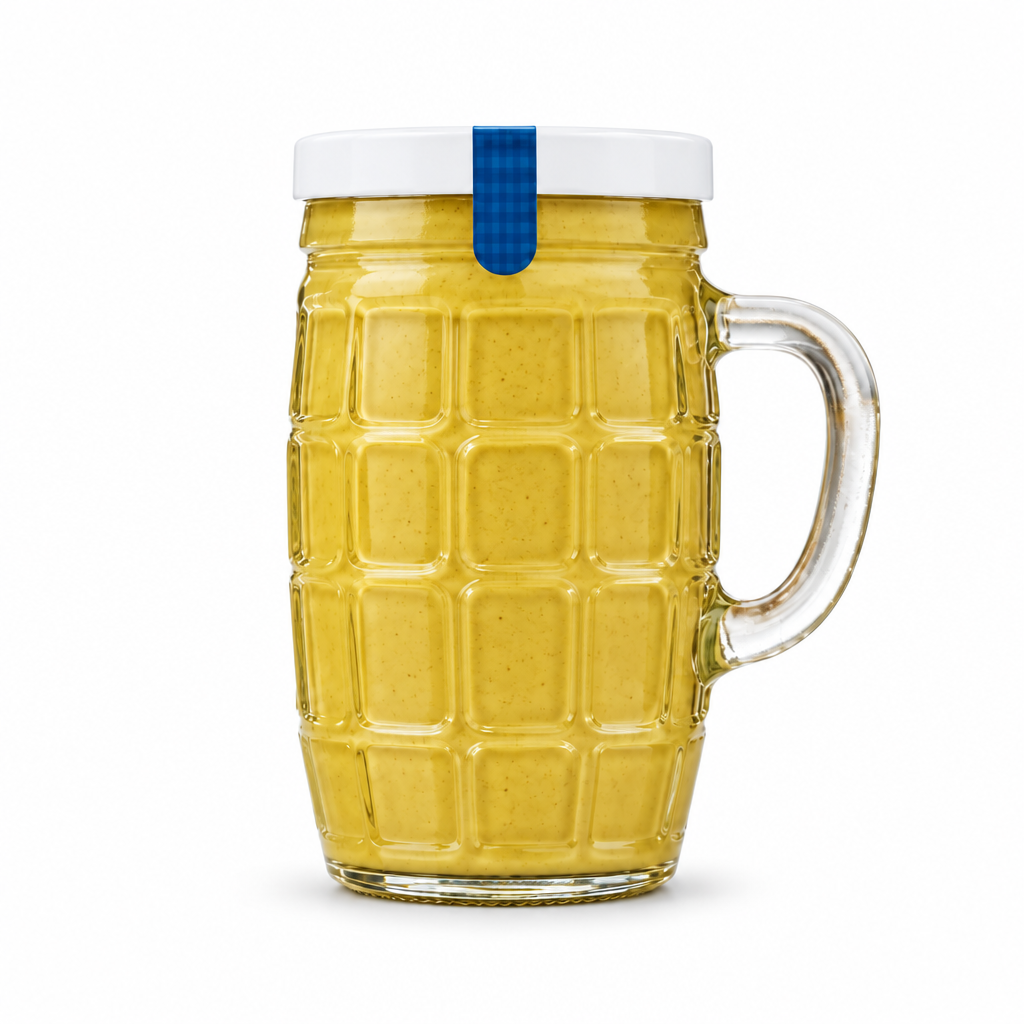 Erika’s medium hot mustard in ceramic mug on white background