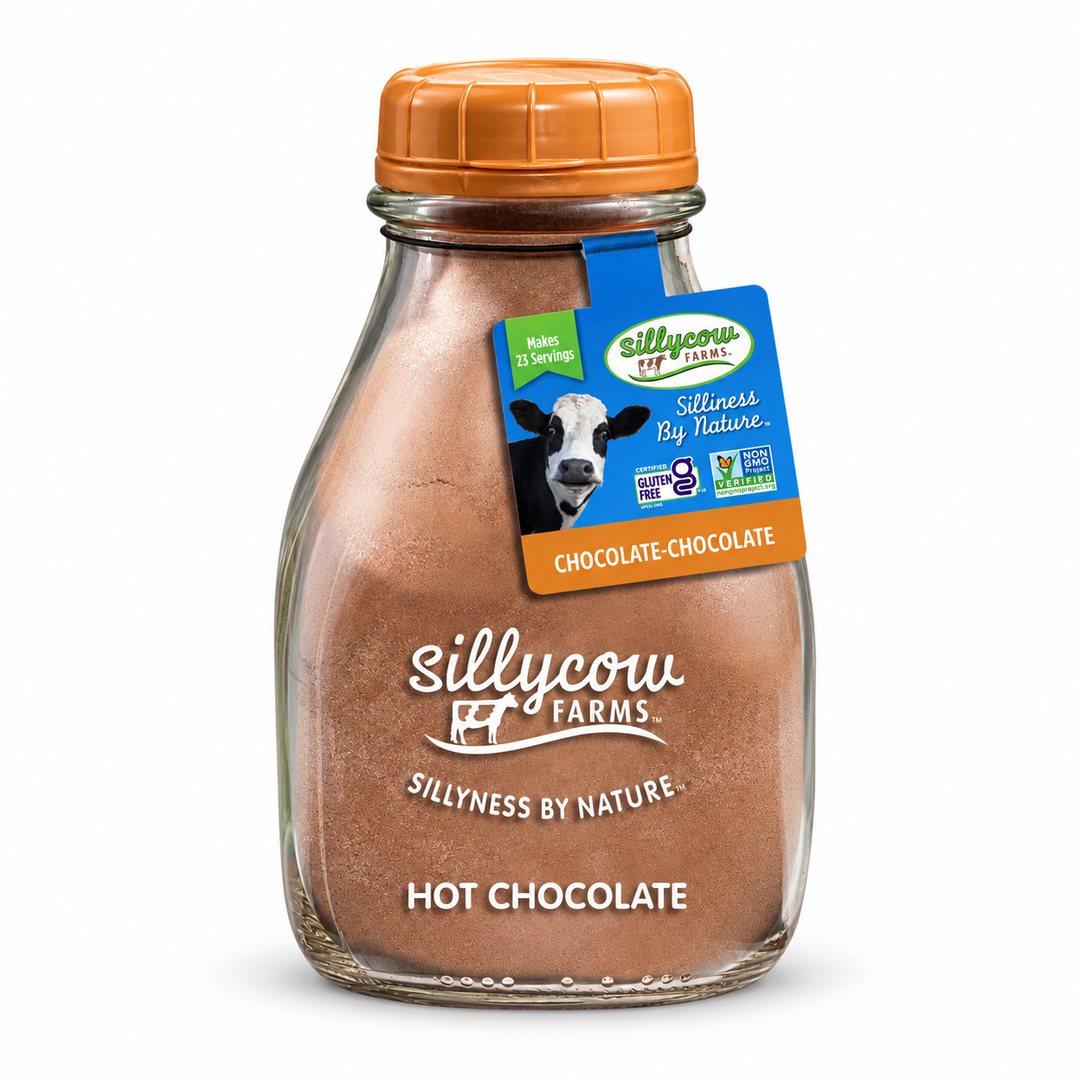 Sillycow Hot Chocolate-Chocolate Drink Mix centered on a pure white background