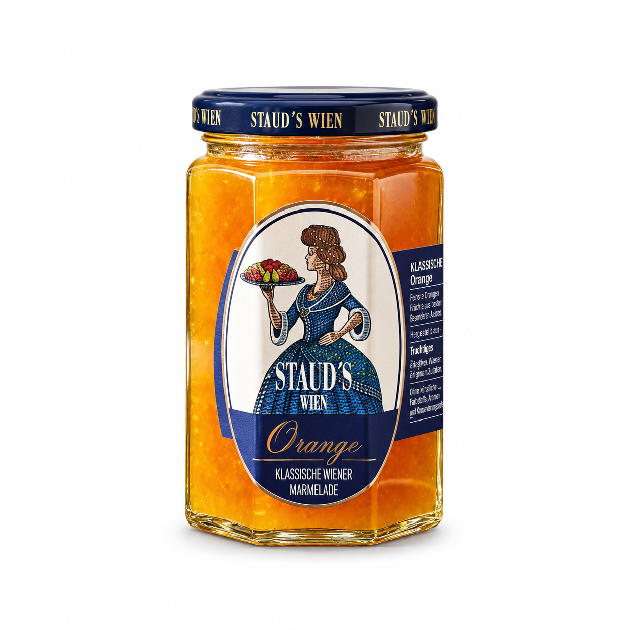 Staud's Orange Marmalade 330 g jar on white