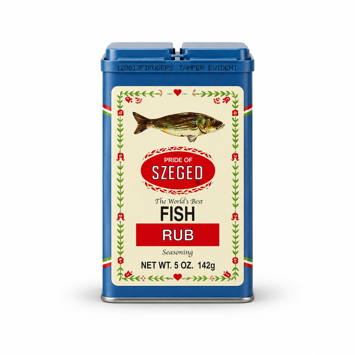 Szeged Fish Rub 142 g spice tin, front view