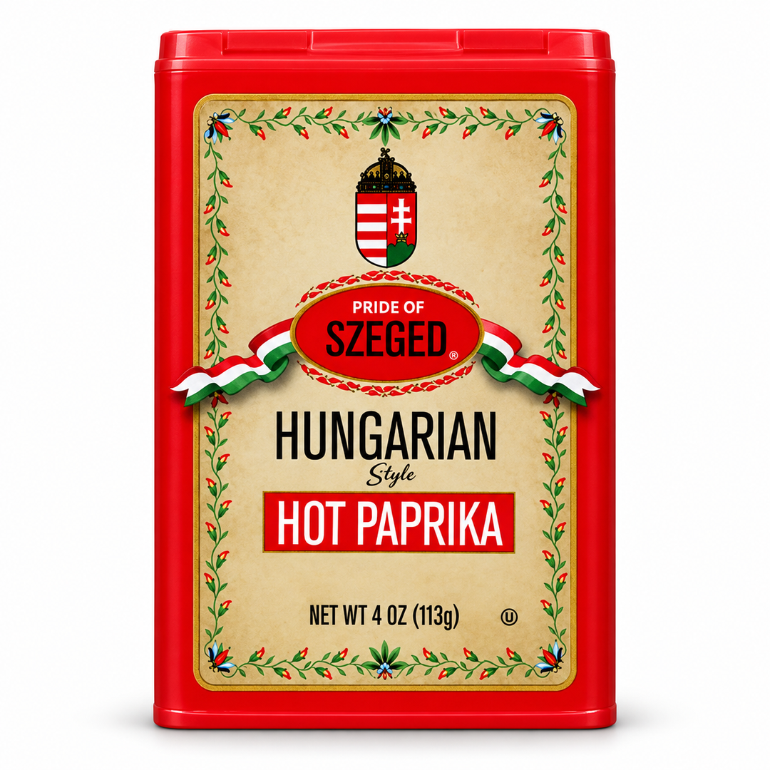 Szeged Hungarian Hot Paprika, 113 g tin, front view