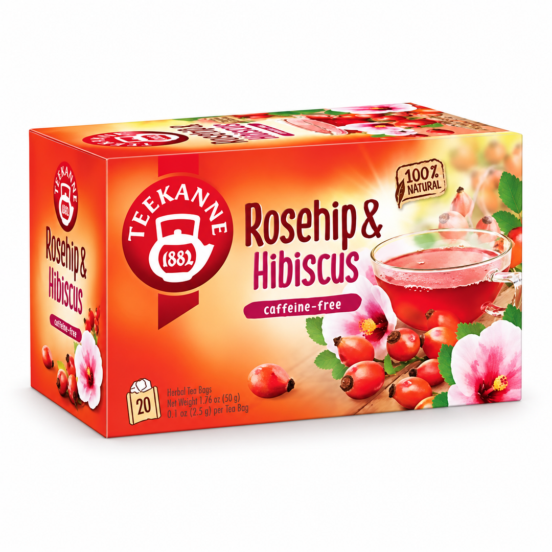 Teekanne Rosehip and Hibiscus Caffeine - Free Tea centered on a pure white background
