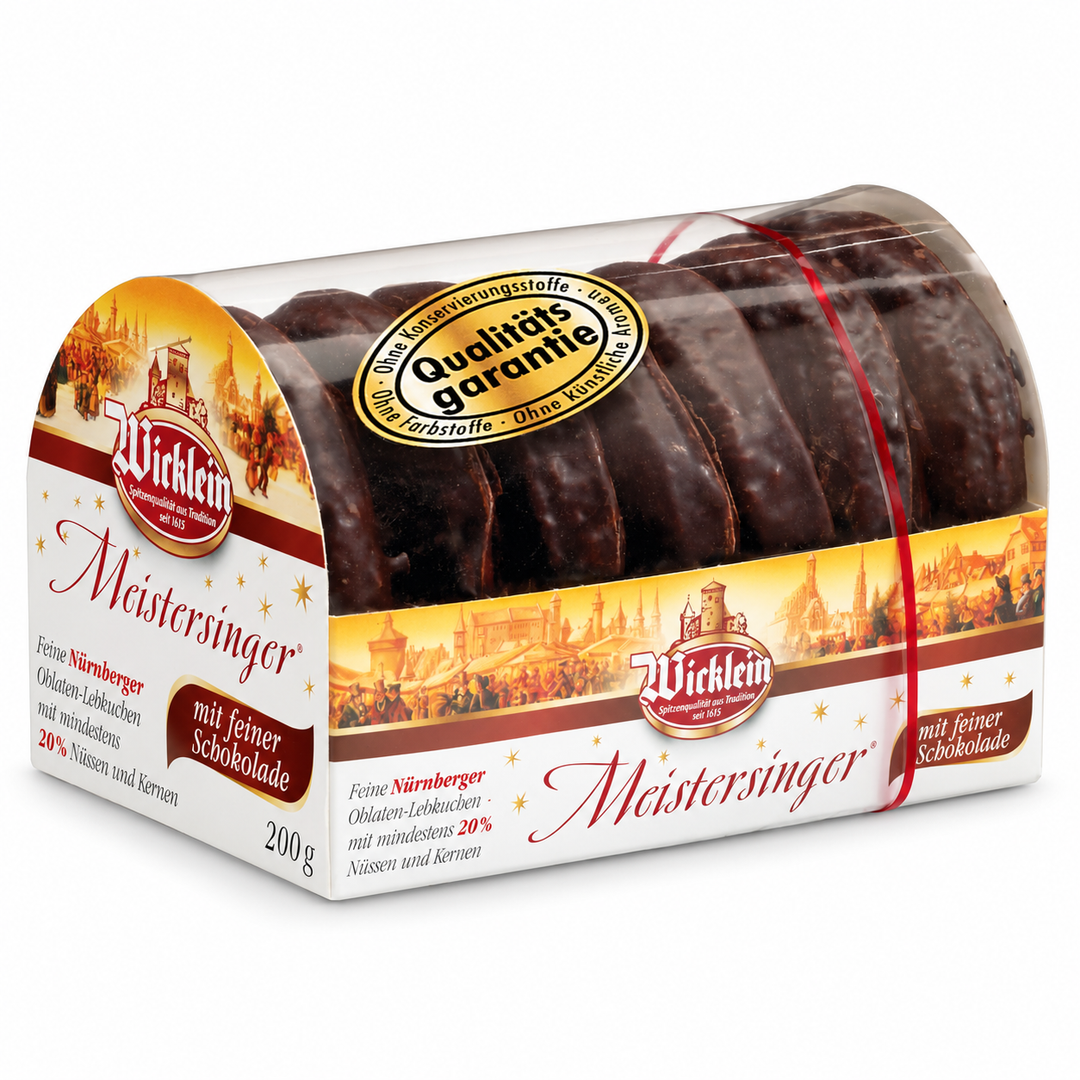Wicklein Meistersinger Dark Chocolate Lebkuchen on a white background