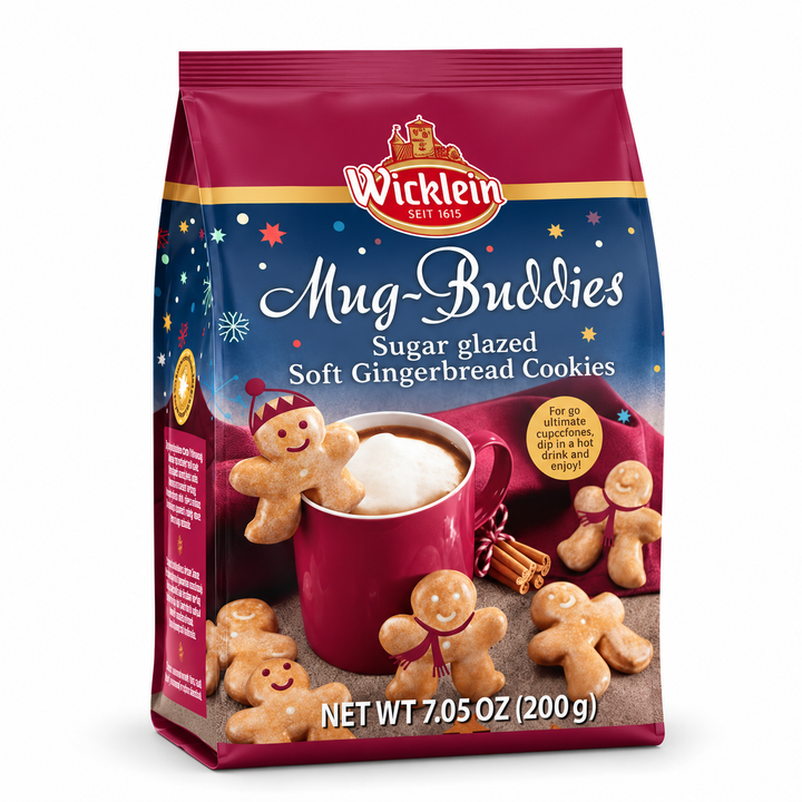 Wicklein Mug Buddies 7.05 oz gingerbread cookie bag on white background