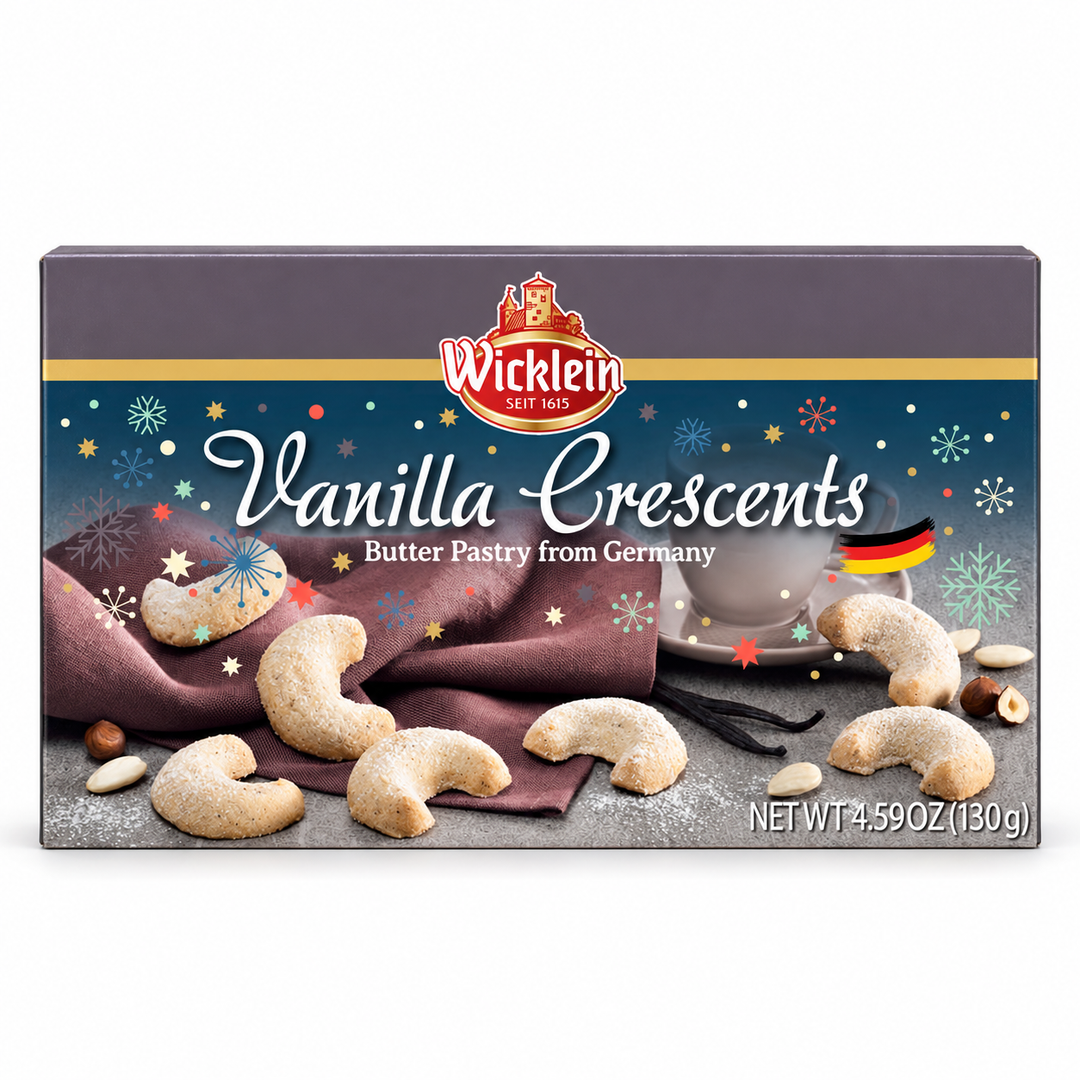 Wicklein Vanilla Crescents, 130 g gift box, front view