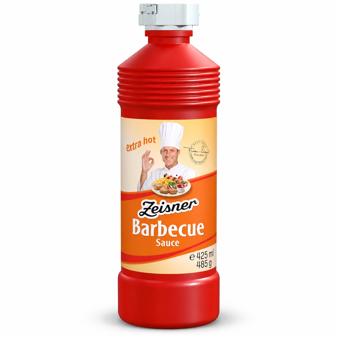 Zeisner Extra Hot Barbecue Sauce, 425 ml bottle, front view