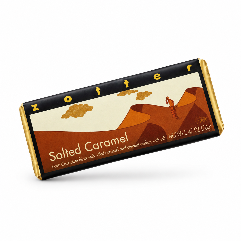 Zotter Salted Caramel 70 g chocolate bar on white