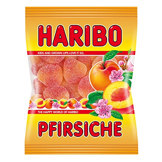 Haribo Pfirsiche peach gummy candy 175 g bag, front view