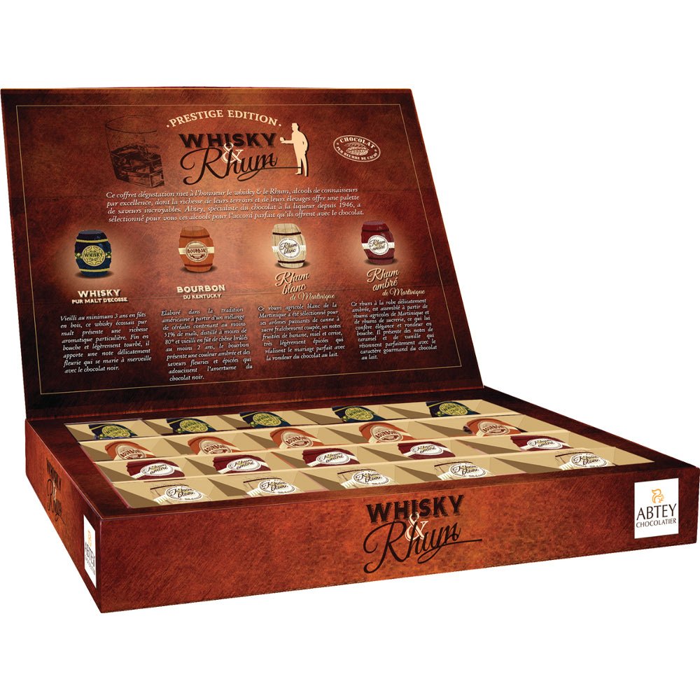 Abtey Prestige Whiskey & Rum Dark Chocolate Barrel Assortment - EuropeanDeli.com