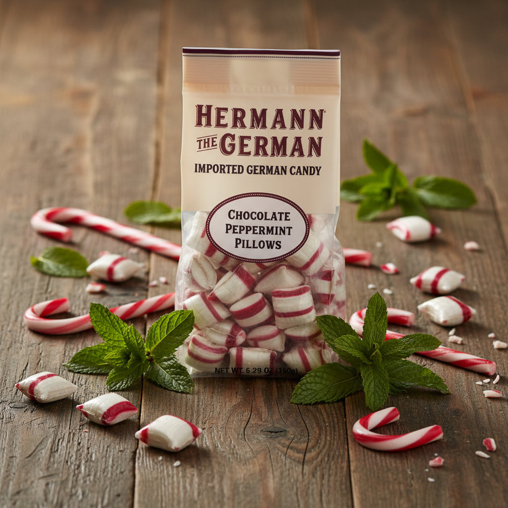 Hermann the German Chocolate Filled Peppermint Pillows Candy
