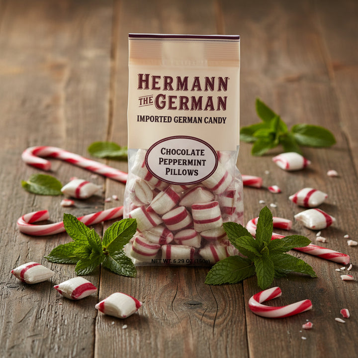 Hermann the German Chocolate Filled Peppermint Pillows Candy