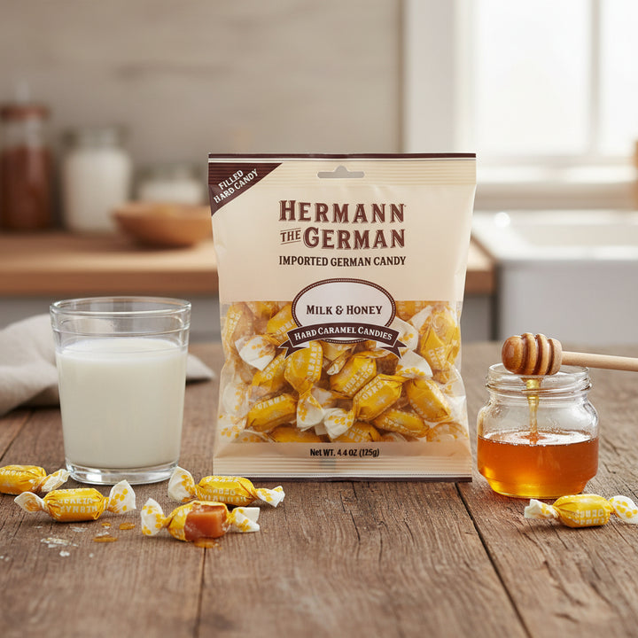 Hermann the German Milk & Honey candy 4.4 oz bag with milk and honey