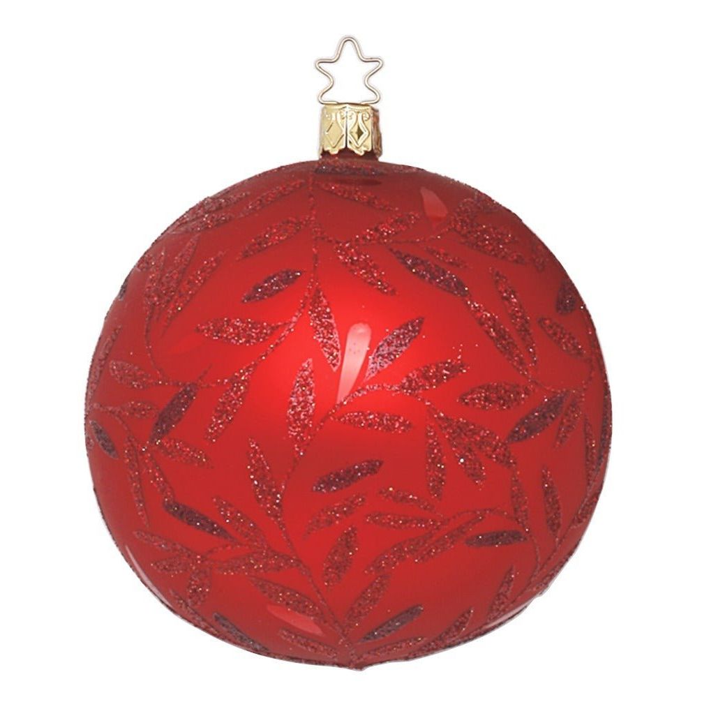 Inge Glass "Traditional Red Matte Christmas Ball" Ornament, 2 sizes